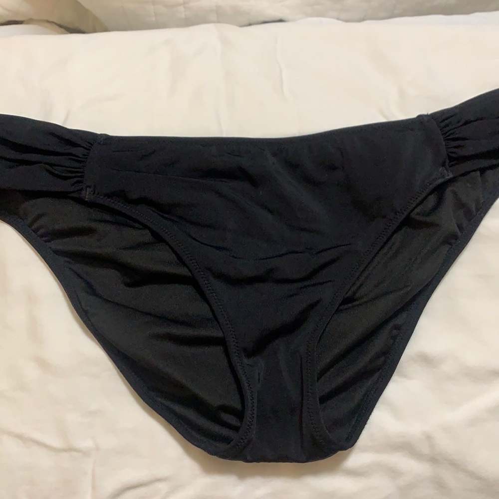 Victoria’s Secret black bathing suit bottom with gathered sides